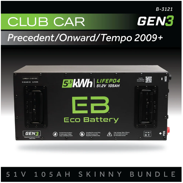 EB® ECO 51V 105Ah Skinny Battery Bundle / Club Car / Onward & Tempo