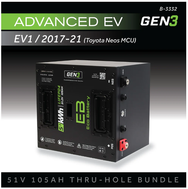 EB® ECO 51V 105AH Thru-Hole Battery Bundle / Advanced EV EV1 / 2017-21 (Toyota Neos MCU)