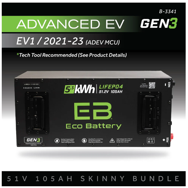 EB® ECO 51V 105AH Skinny Battery Bundle / Advanced EV EV1 / 2021-23 (ADEV MCU)