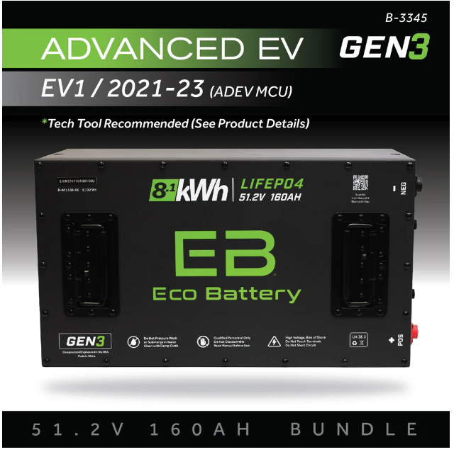 EB® ECO 51V 160AH Battery Bundle / Advanced EV EV1 / 2021-23 (ADEV MCU)