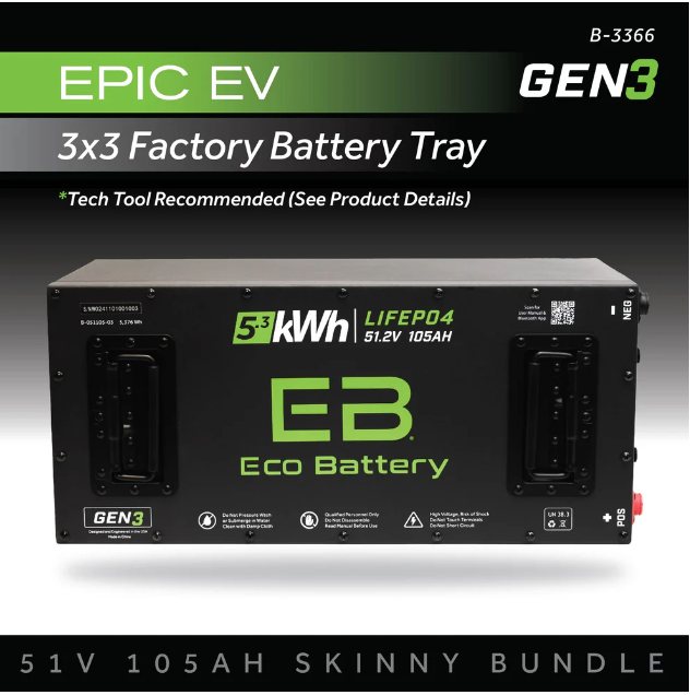 EB® ECO 51V 105AH Skinny Battery Bundle / Epic EV (3 x 3 Factory Battery Tray)