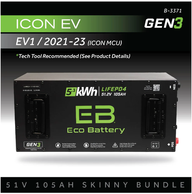 EB® ECO 51V 105AH Skinny Battery Bundle / ICON EV / 2021-23 (ICON MCU)