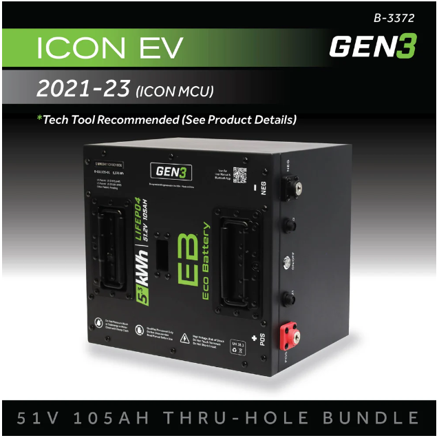 EB® ECO 51V 105AH Thru-Hole Battery Bundle / ICON EV / 2021-23 (ICON MCU)