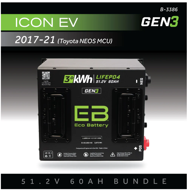 EB® ECO 51V 60AH Battery Bundle / ICON EV / 2017-21 (Toyota Neos MCU)