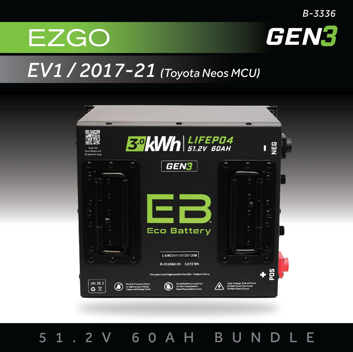 Eco Battery 51V 60AH Battery Bundle / Advanced EV EV1 / 2017-21 (Toyota Neos MCU)