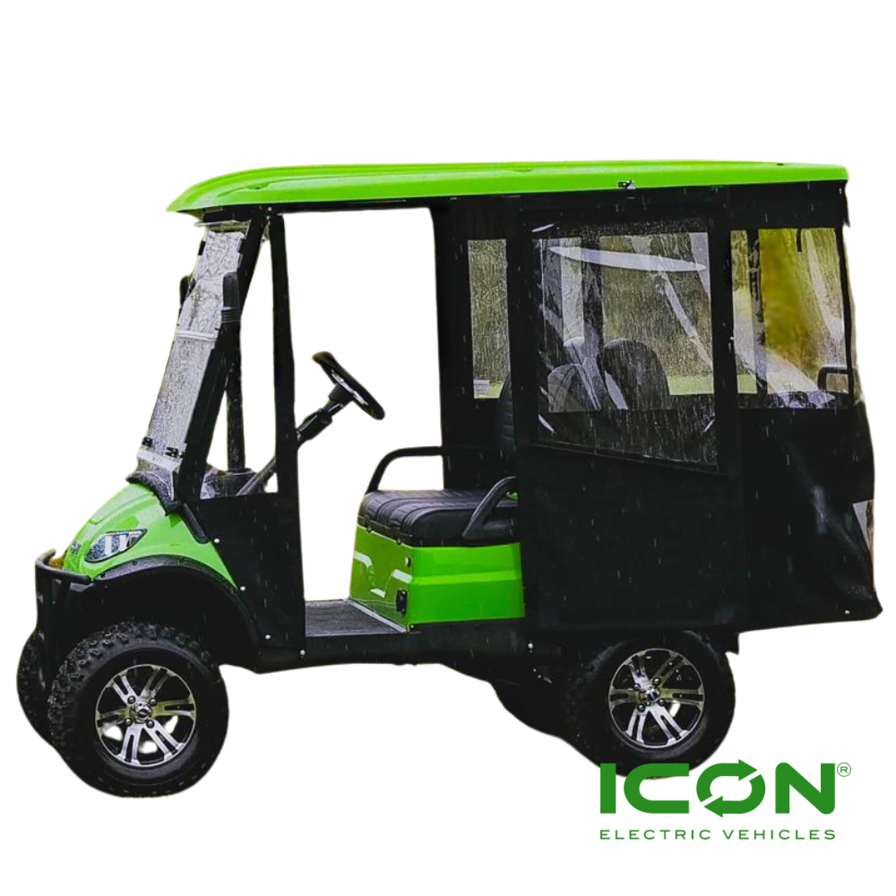 Sunbrella Jet Black 4-Passenger Hinged Door Enclosure for ICON i40 Golf Carts