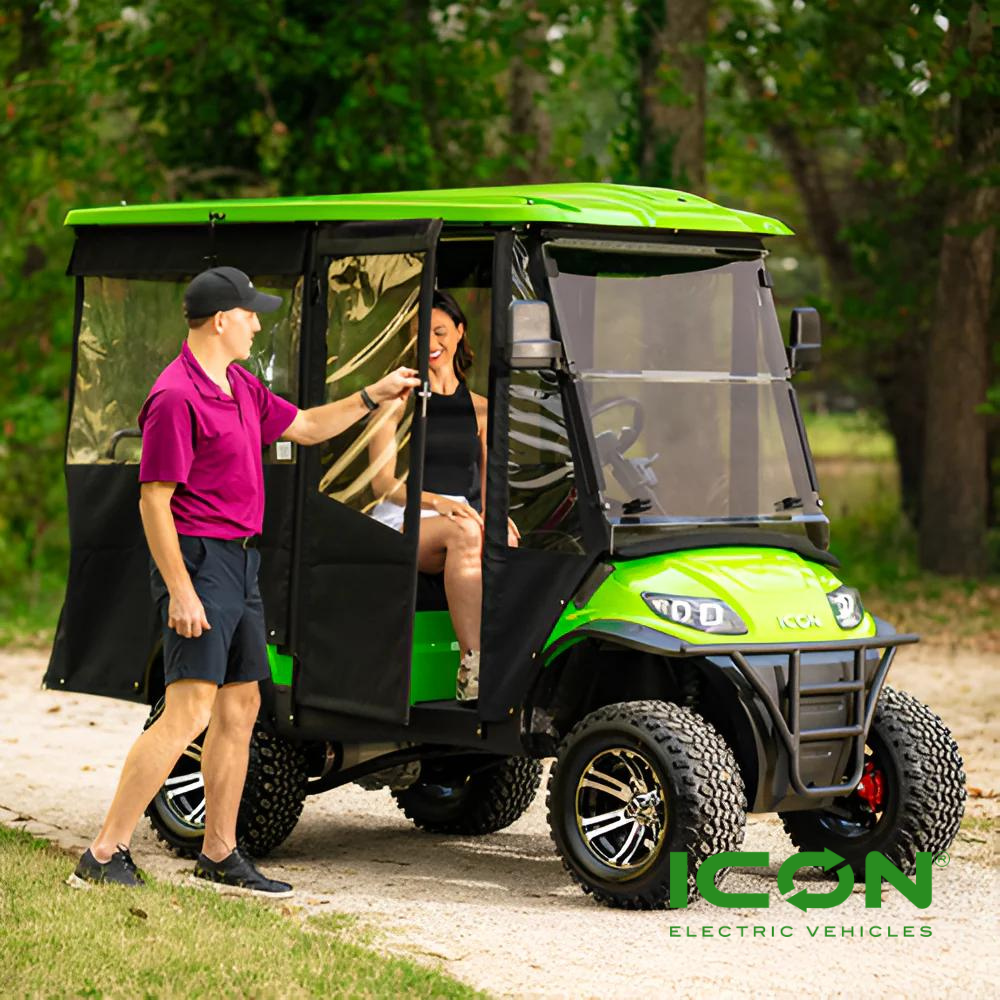 Sunbrella Jet Black 4-Passenger Hinged Door Enclosure for ICON i40 Golf Carts
