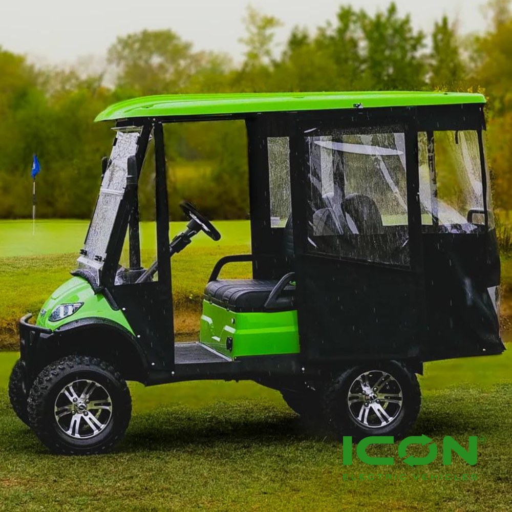 Sunbrella Jet Black 4-Passenger Hinged Door Enclosure for ICON i40 Golf Carts