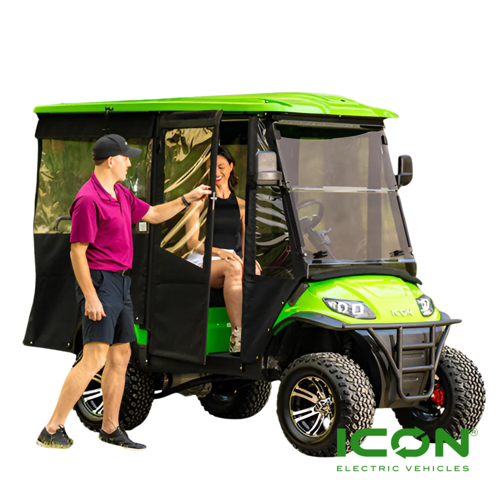 Sunbrella Jet Black 4-Passenger Hinged Door Enclosure for ICON i40 Golf Carts