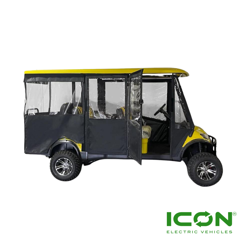 Sunbrella Jet Black 6-Passenger Hinged Door Enclosure for ICON i60 & i60L Golf Carts
