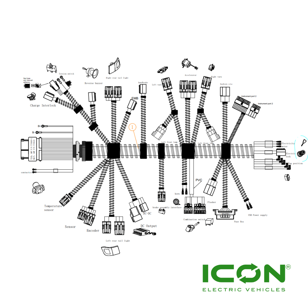 Wiring Harness (LT-4801) for ECO by ICON B627.4 Golf Carts