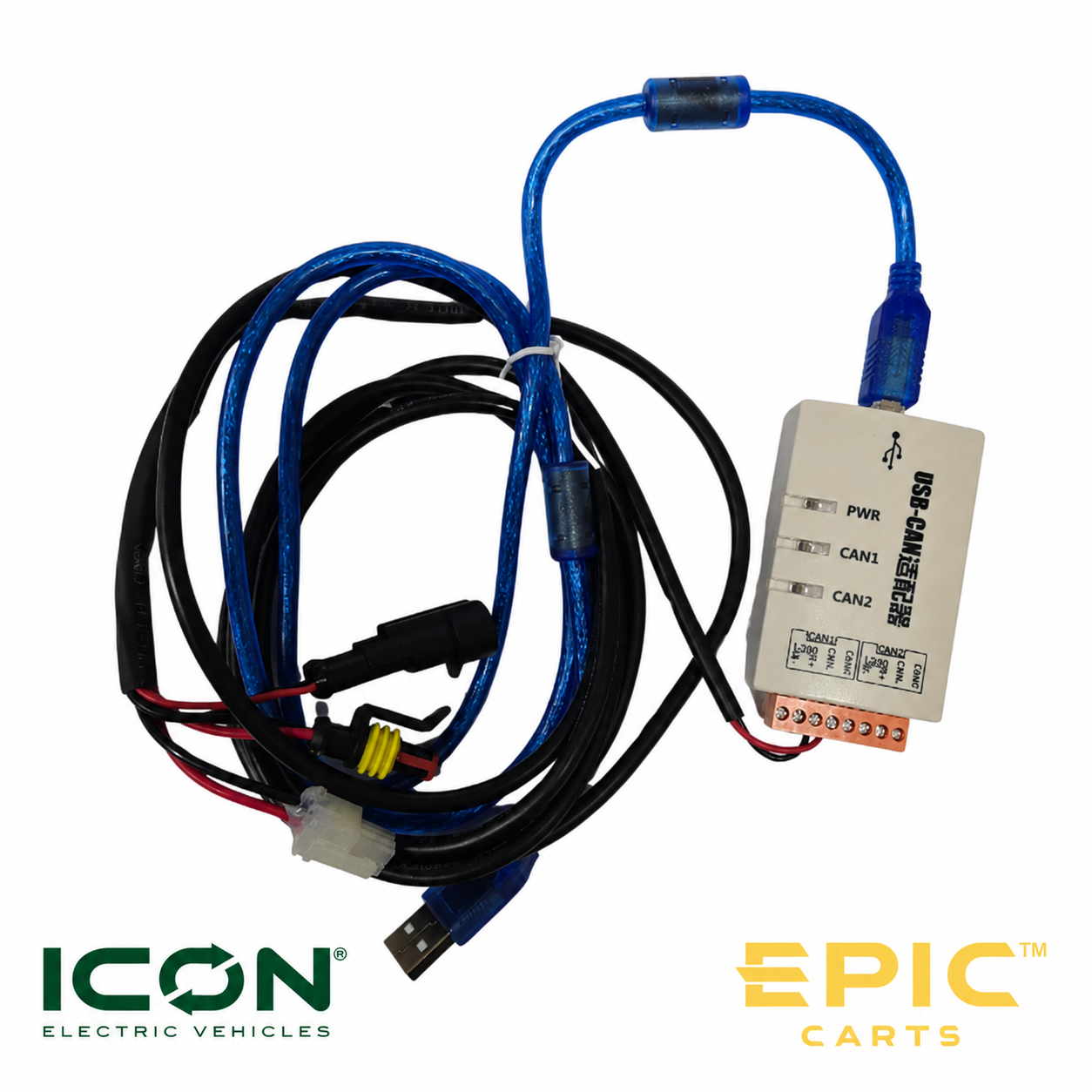 Laptop Programming CAN Bus Cable with USB-CAN Adapter for ICON X & EPIC Golf Carts