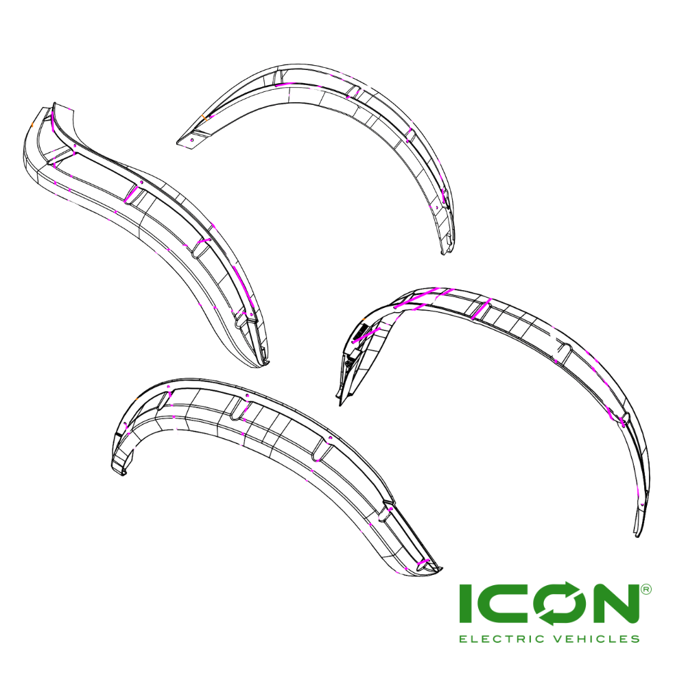 Fender Flares for ICON Gas G40L, G60L & ECO by ICON i40L Lifted Golf Carts (Set of 4)