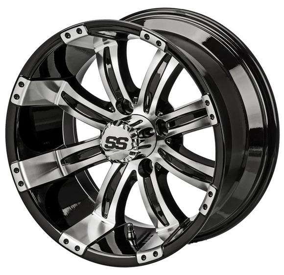 Revenge 15x7 Casino Black & Machined Golf Cart Wheel, 3:4 Offset