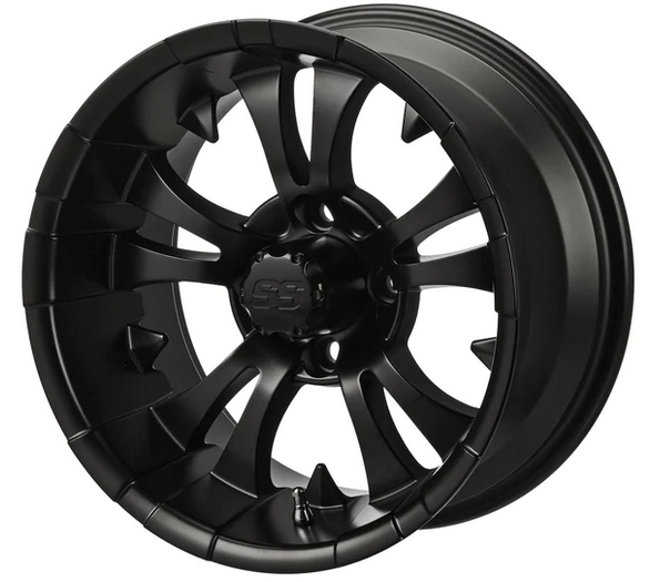 Revenge 14x7 Warlock Matte Black Golf Cart Wheel, 3:4 Offset