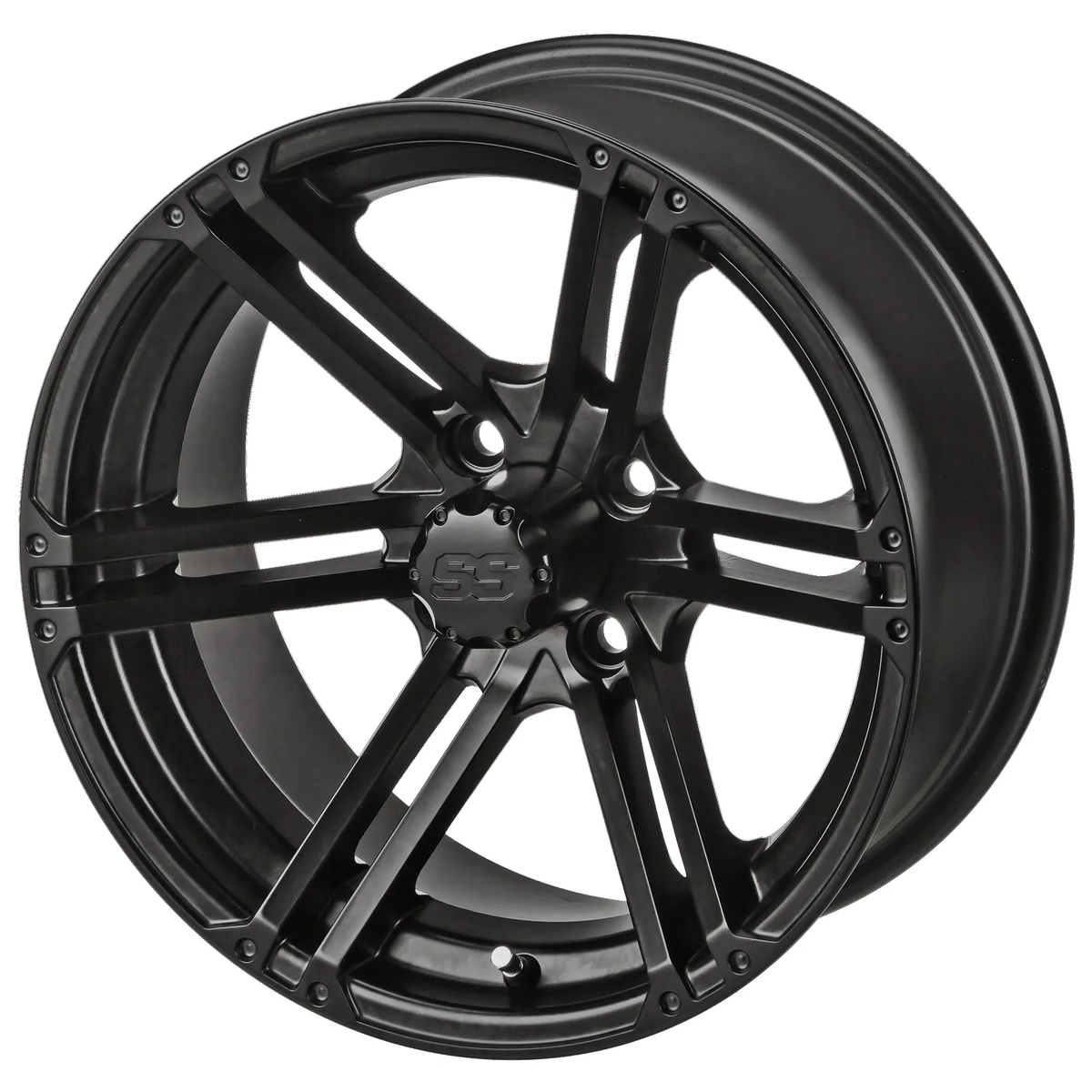 Revenge 14x7 Yukon Matte Black Golf Cart Wheel, 3:4 Offset