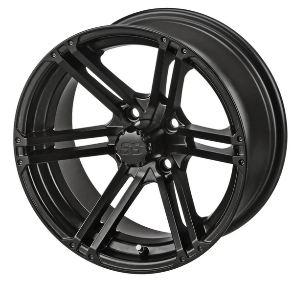 Revenge 15x7 Yukon Matte Black Golf Cart Wheel, 3:4 Offset
