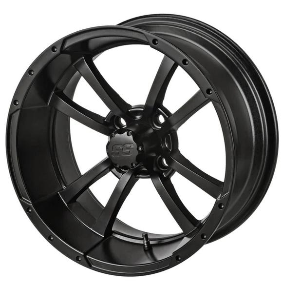 Revenge 15x7 Maltese Matte Black Golf Cart Wheel, 3:4 Offset