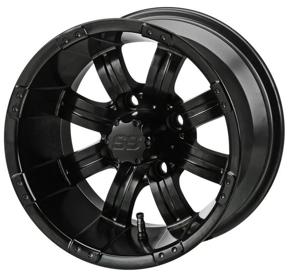 Revenge 14x7 Casino Matte Black Golf Cart Wheel, 3:4 Offset