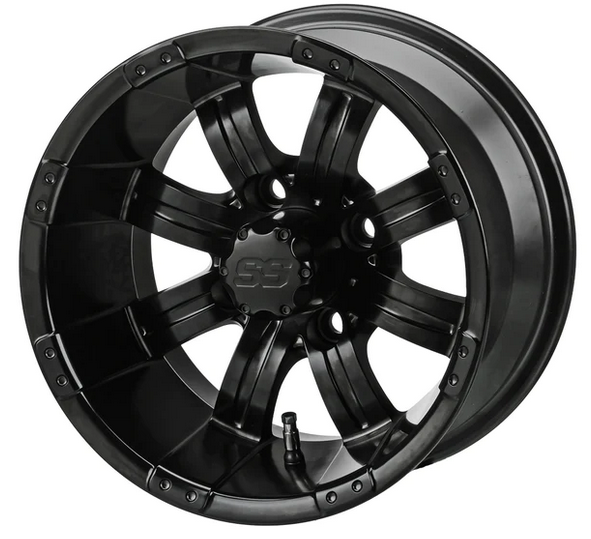 Revenge 15x7 Casino Matte Black Golf Cart Wheel, 3:4 Offset