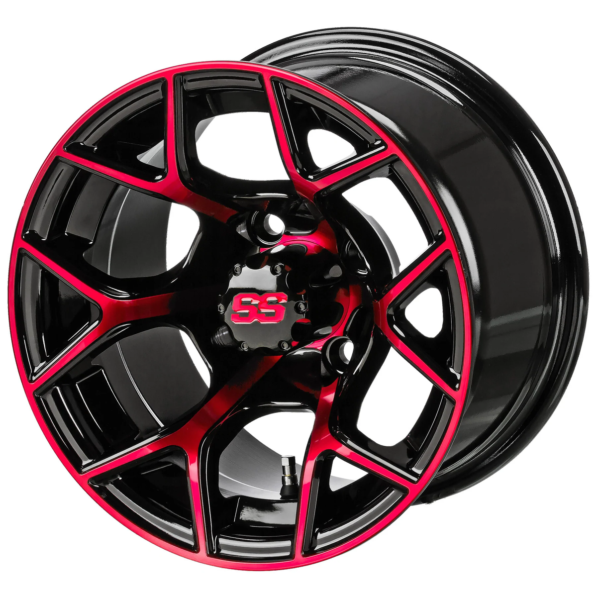 Revenge 14x7 Ninja Black & Red Golf Cart Wheel, 3:4 Offset