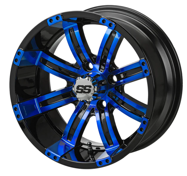 Revenge 12x7 Casino Black & Blue Golf Cart Wheel, 3:4 Offset