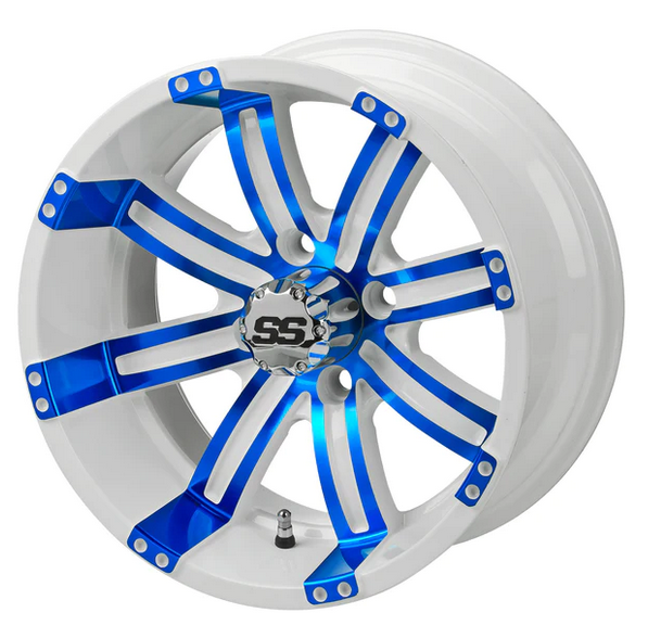 Revenge 14x7 Casino Blue & White Golf Cart Wheel, 3:4 Offset