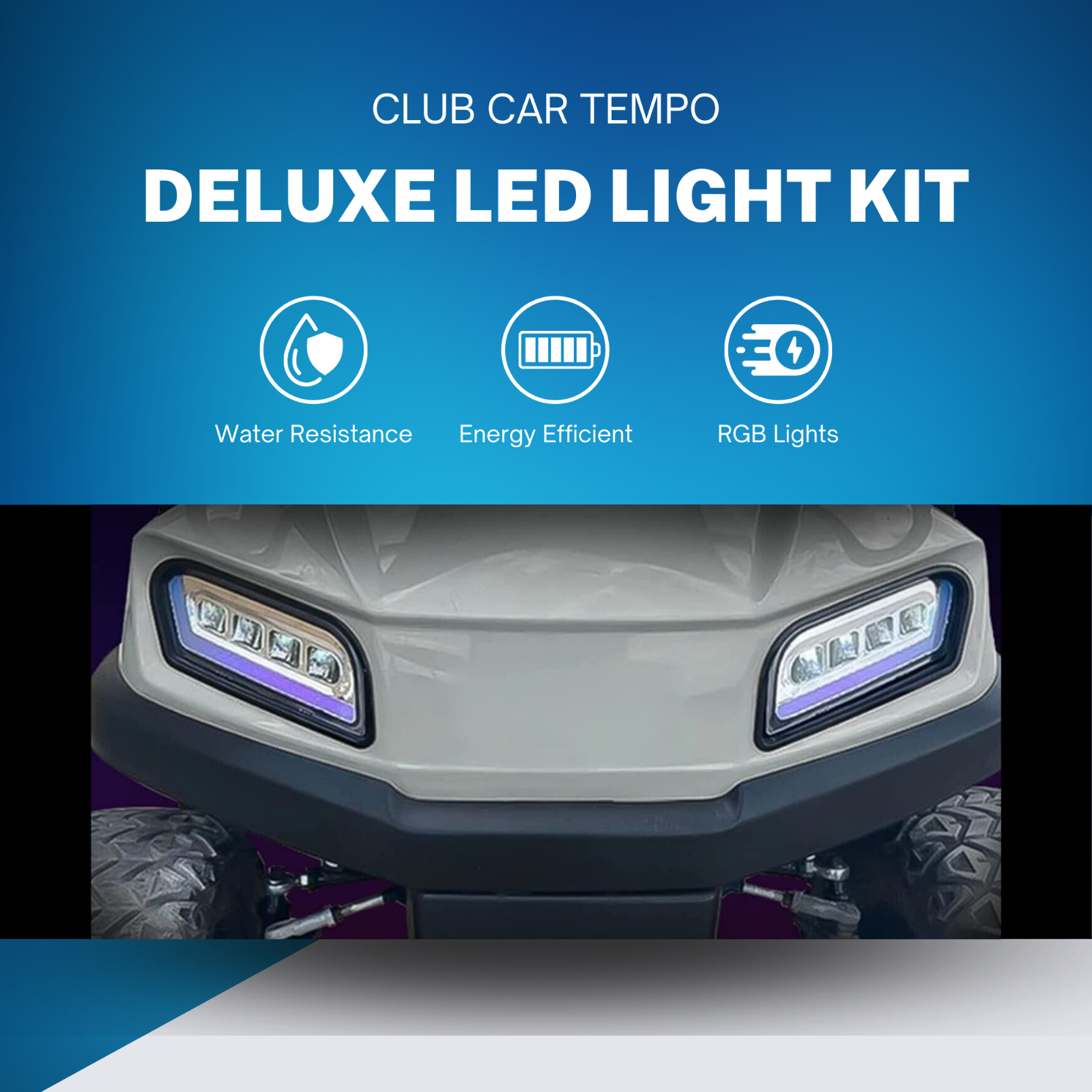 Revenge Deluxe LED Light Kit with RGB Daytime Running Lights for Club Car Tempo