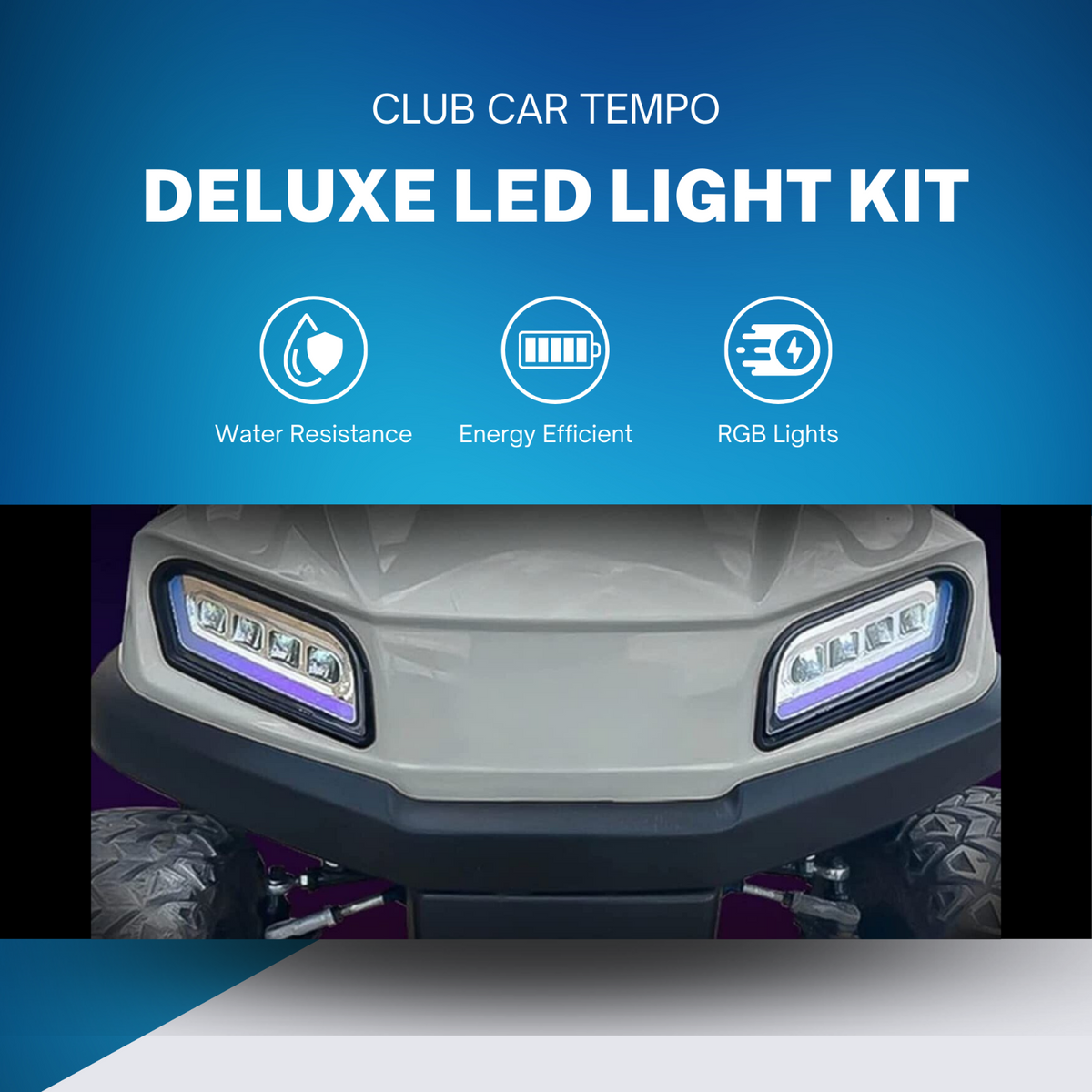 Revenge Deluxe LED Light Kit with RGB Daytime Running Lights for Club Car Tempo