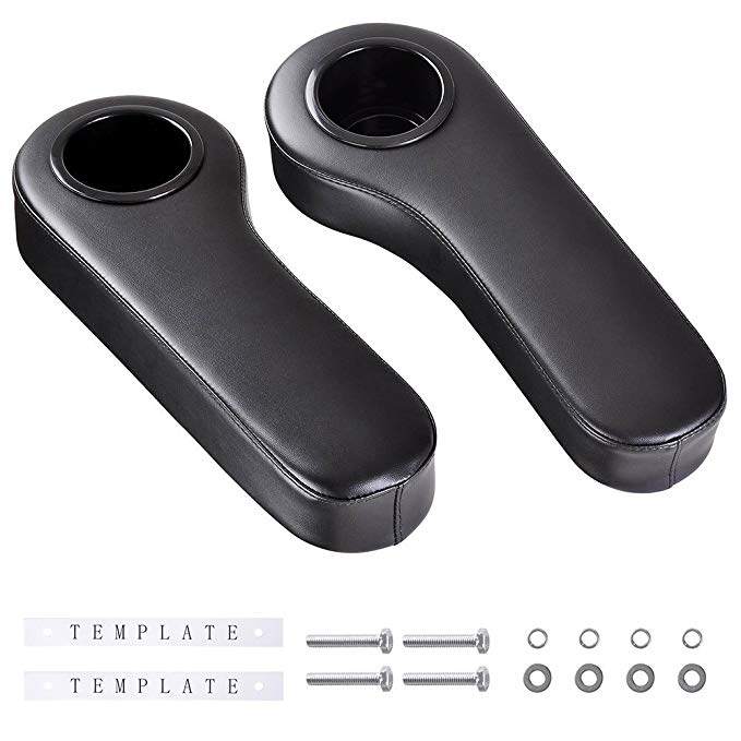 UNIVERSAL REAR ARM REST W/ CUP HOLDER - BLACK