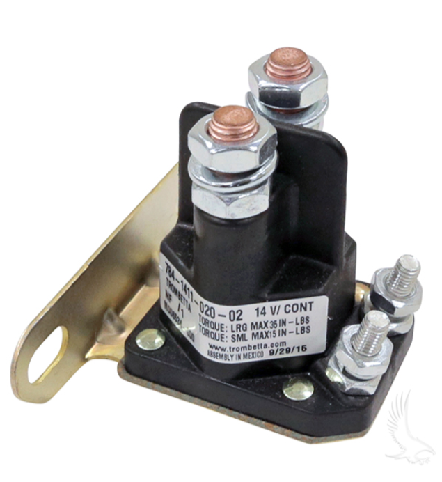 Solenoid, 14V 4 Terminal Silver, E-Z-Go TXT/Medalist 4 Cycle Gas 94+ Golf Cart