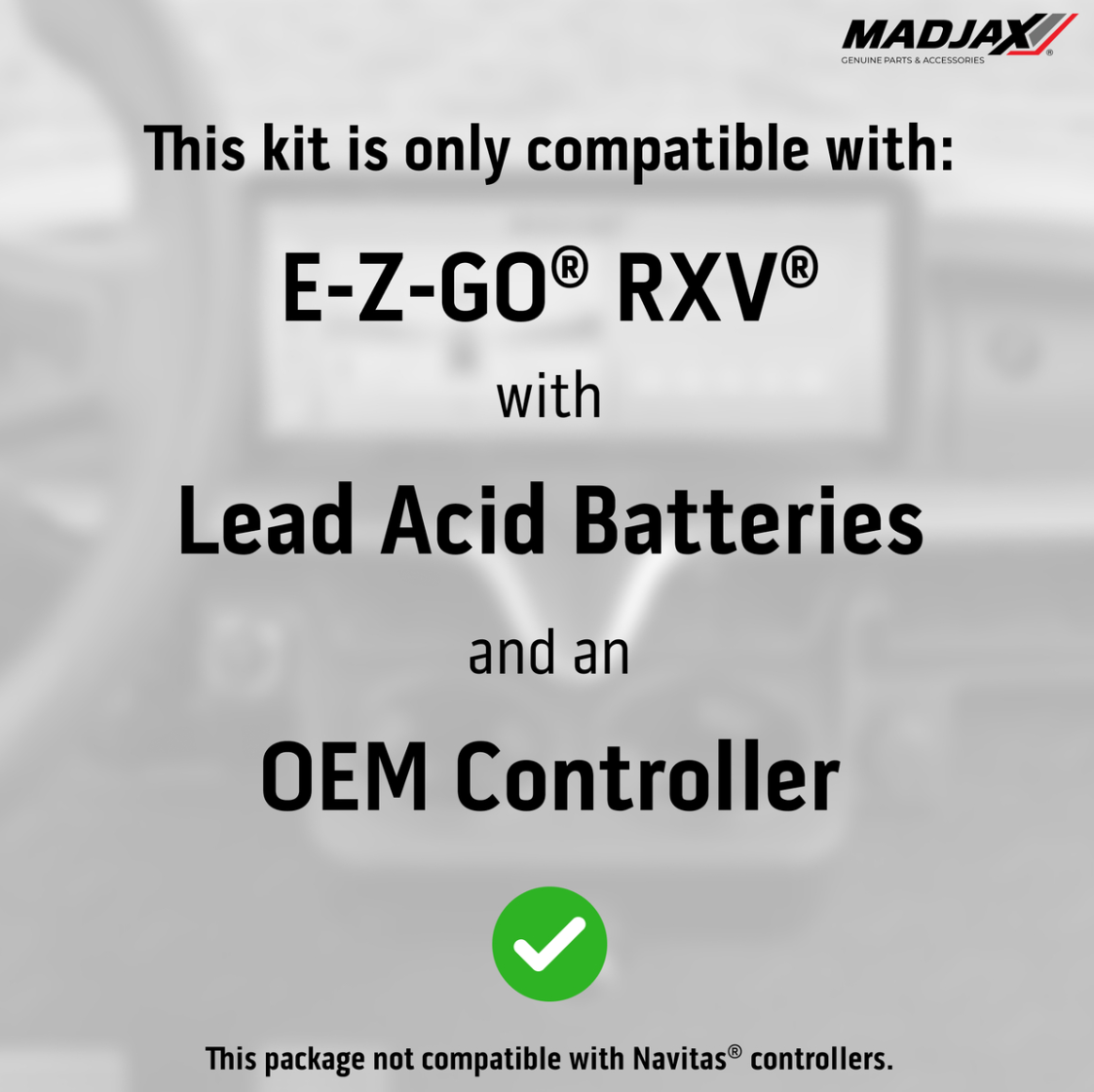 MadJax® Kinect™ Display Screen Kit for A/C motor EZGO RXV with Lead Acid Battery Setup