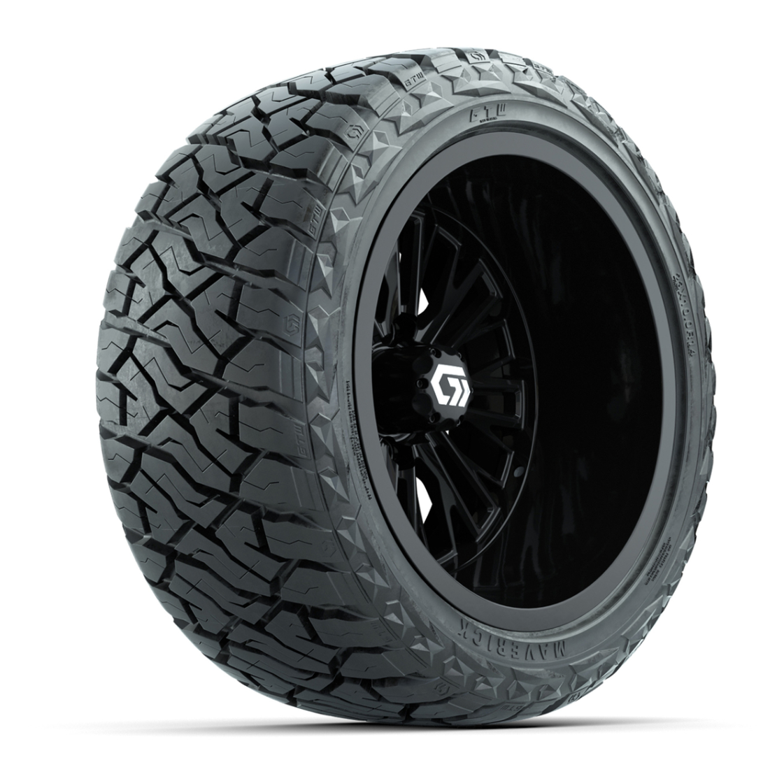 GTW® Viper Gloss Black 14 in Wheels with 23X10-R14 Maverick Steel Belted Radial All-Terrain Tires - Full Set