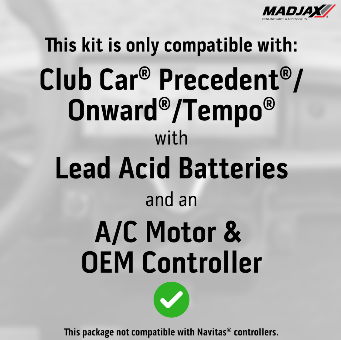 MadJax® Kinect™ Display Screen Kit for A/C motor Club Car Precedent/Tempo/Onward with Lead Acid Battery Setup