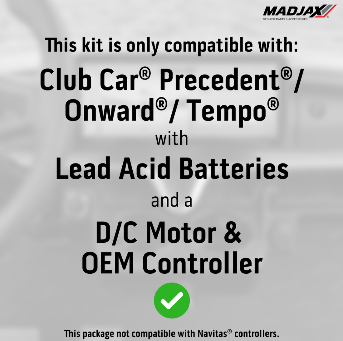 MadJax® Kinect™ Display Screen Kit for D/C motor Club Car Precedent/Tempo/Onward with Lead Acid Battery Setup