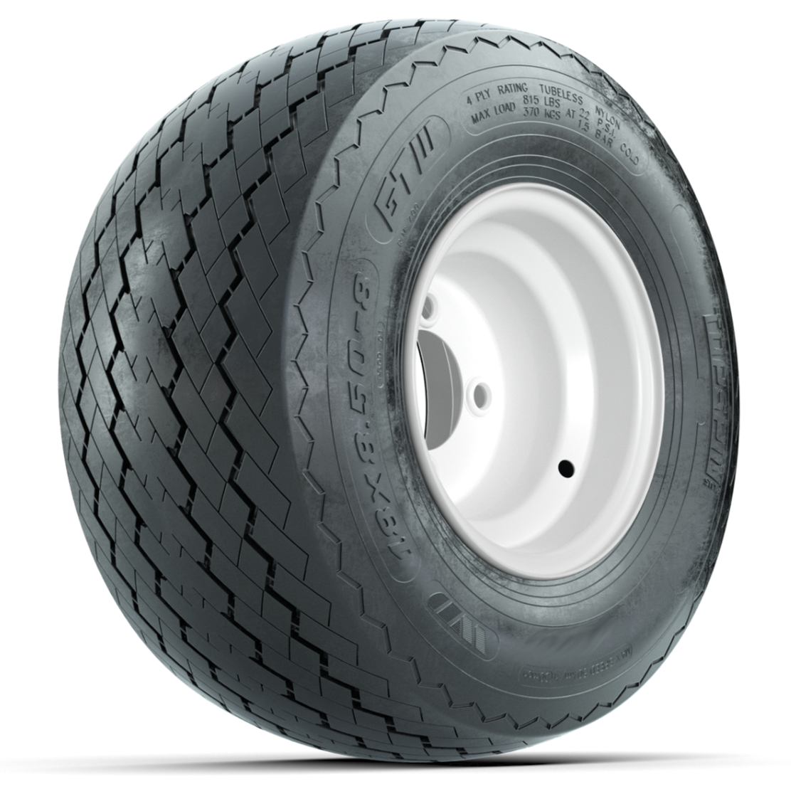 GTW 18x8.5-8 Topspin Plus Tire with White Steel Wheel Assembly