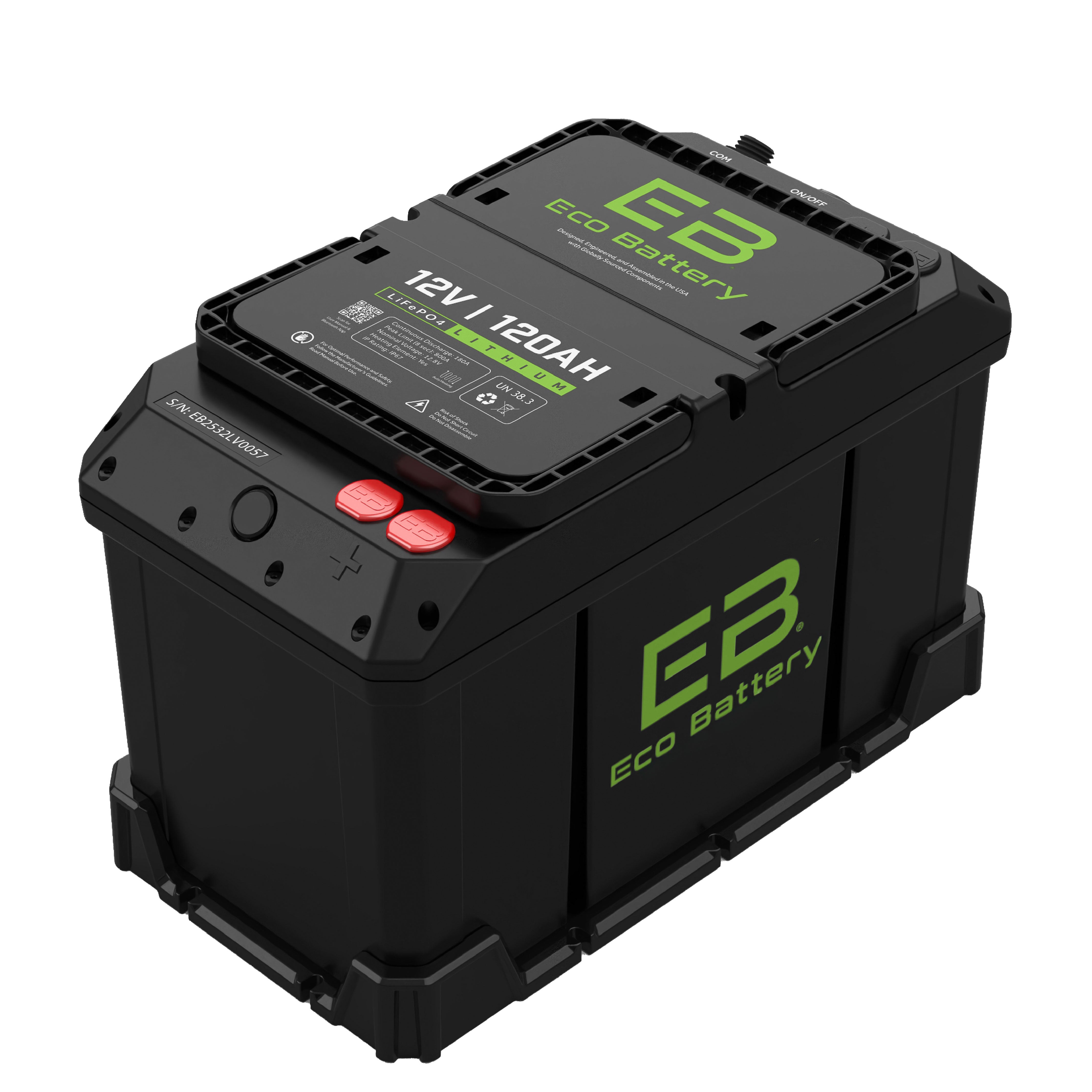Eco Battery 12V 120Ah RV & Marine LiFePO4 Battery - view 2
