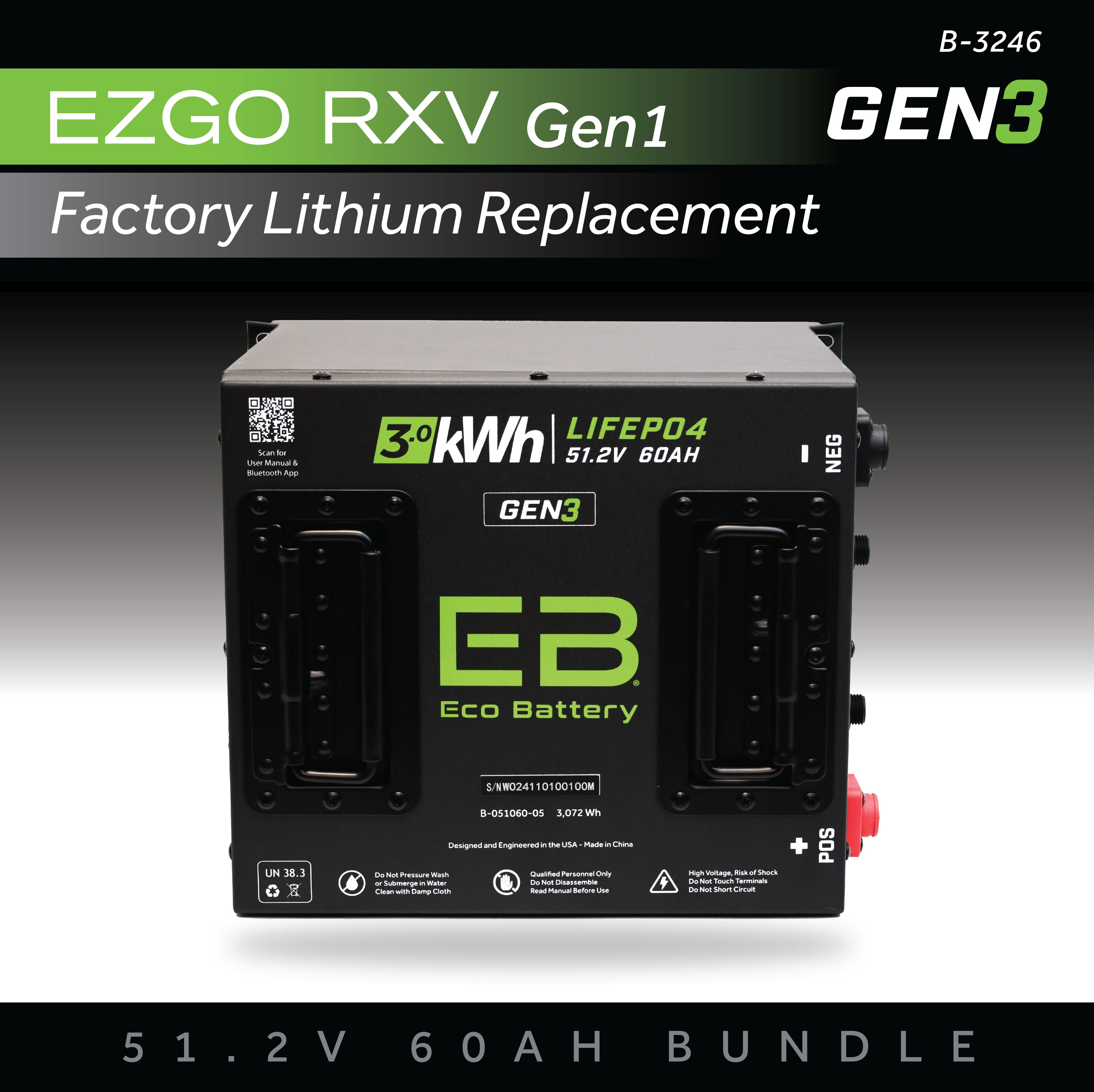 Eco Battery 51V 60AH Battery Bundle / EZGO RXV Samsung Gen1