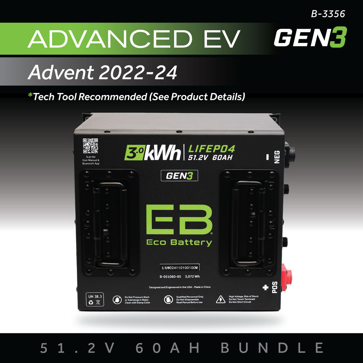 Eco Battery 51V 60AH Battery Bundle / Advanced EV Advent / 2022-24