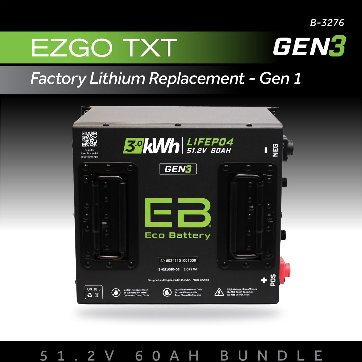 Eco Battery 51V 60AH Battery Bundle / EZGO TXT Samsung Gen1
