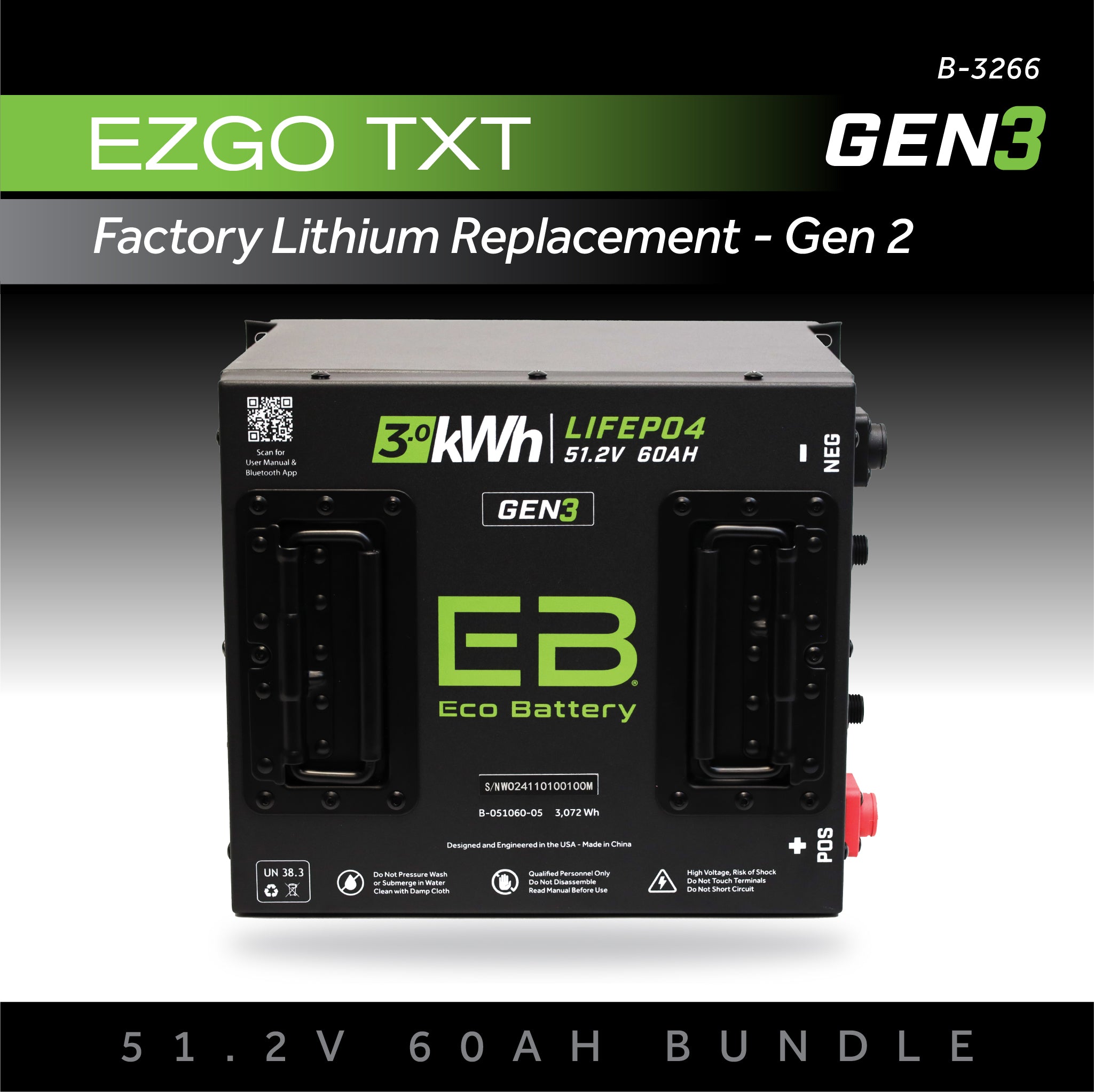 Eco Battery 51V 60AH Battery Bundle / EZGO TXT Samsung Gen2