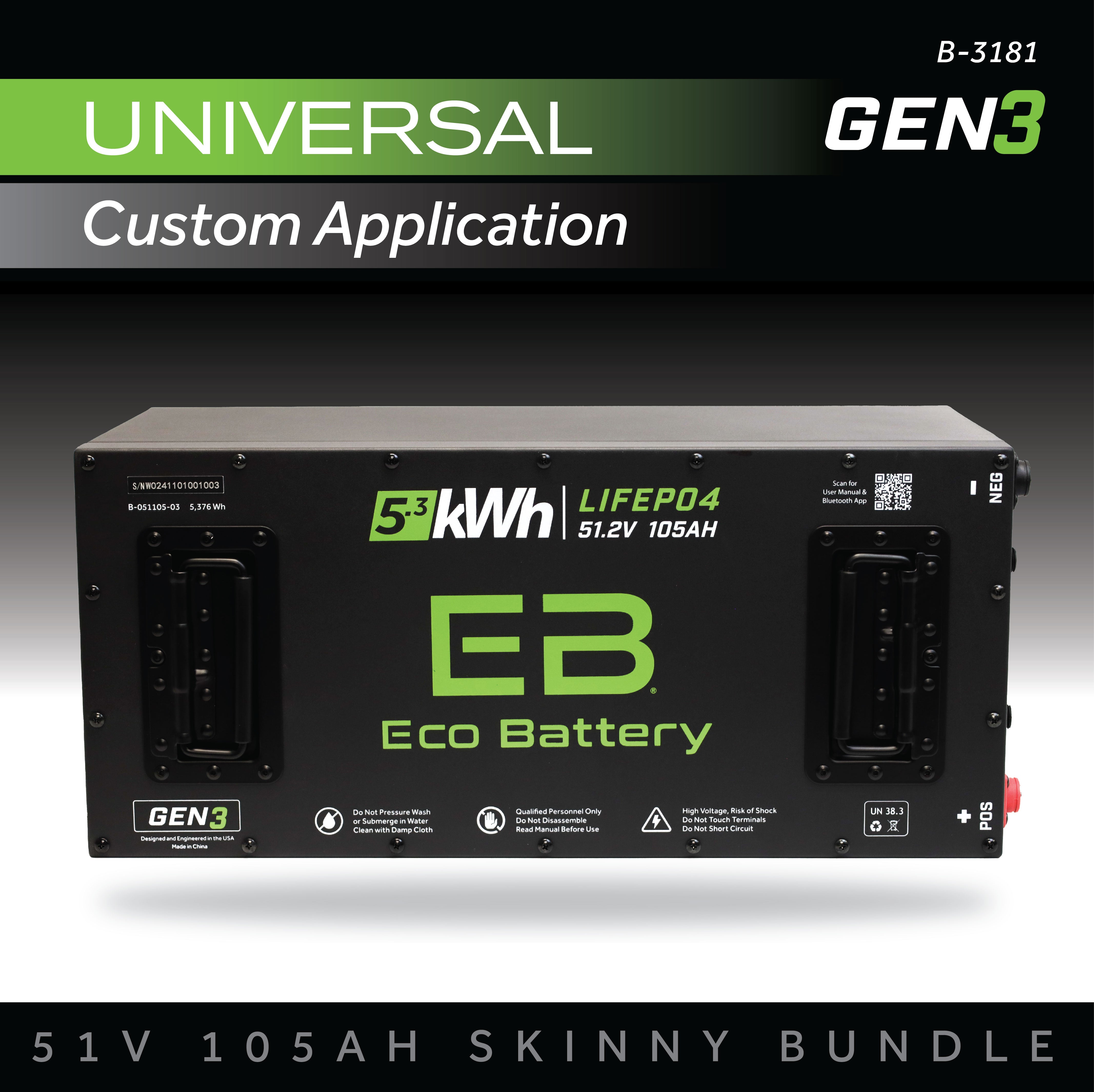 Eco Battery 51V 105AH Skinny Battery Bundle / Universal
