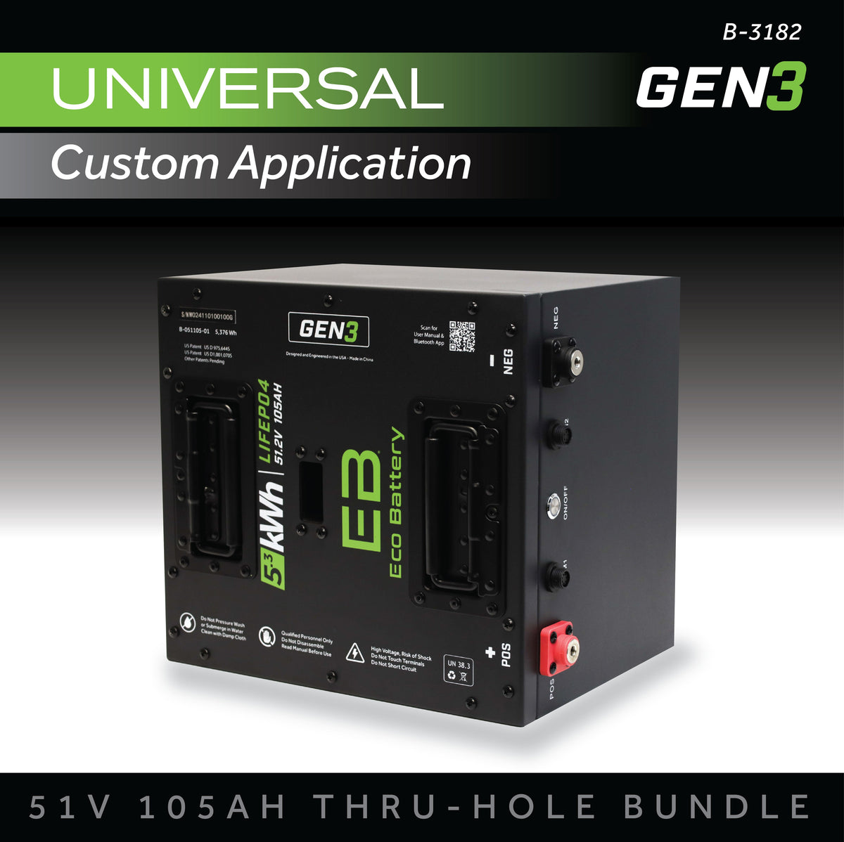 Eco Battery 51V 105AH Thru-Hole Battery Bundle / Universal