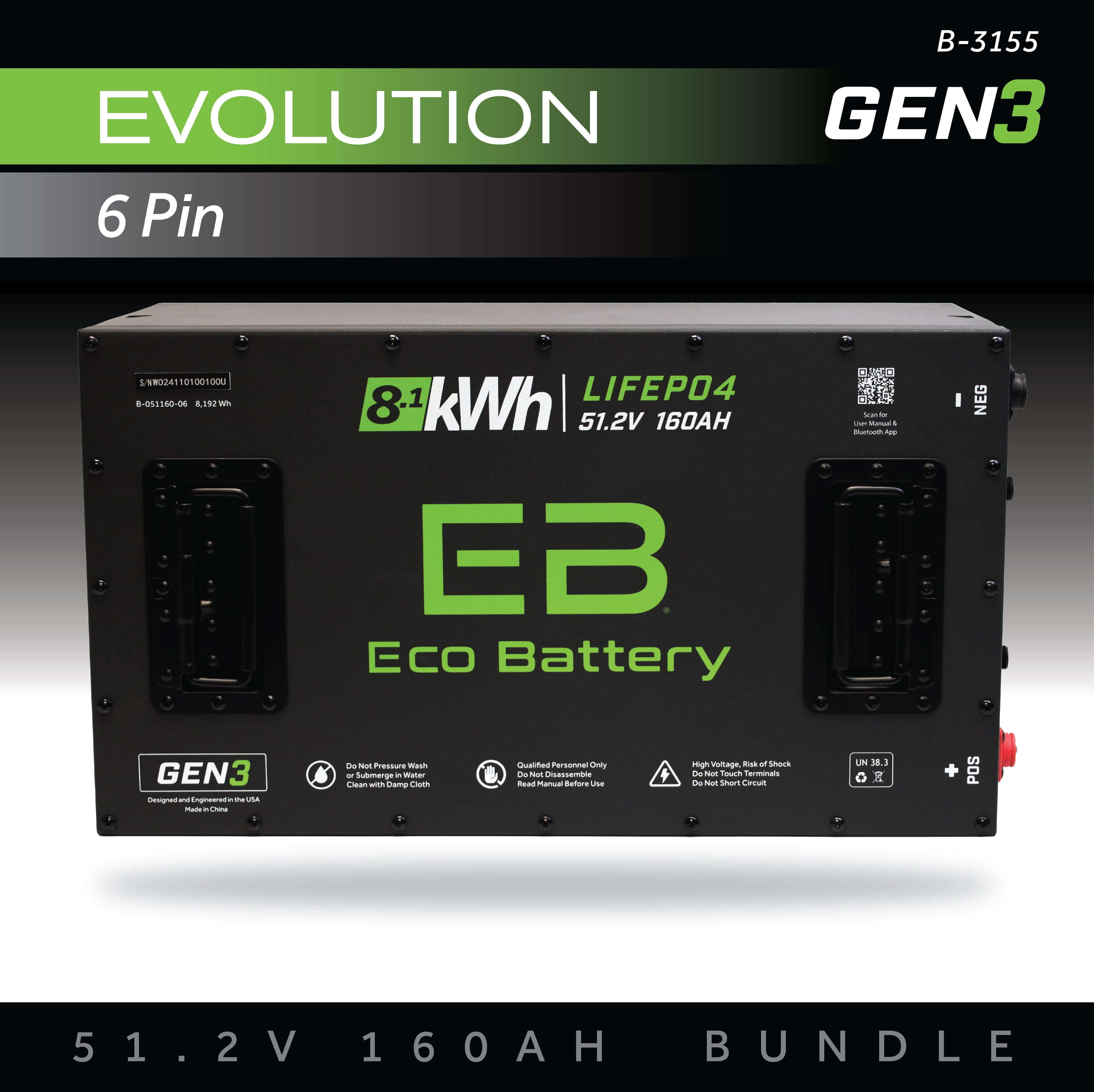 Eco Battery 51V 160AH Battery Bundle / Evolution (6-Pin)