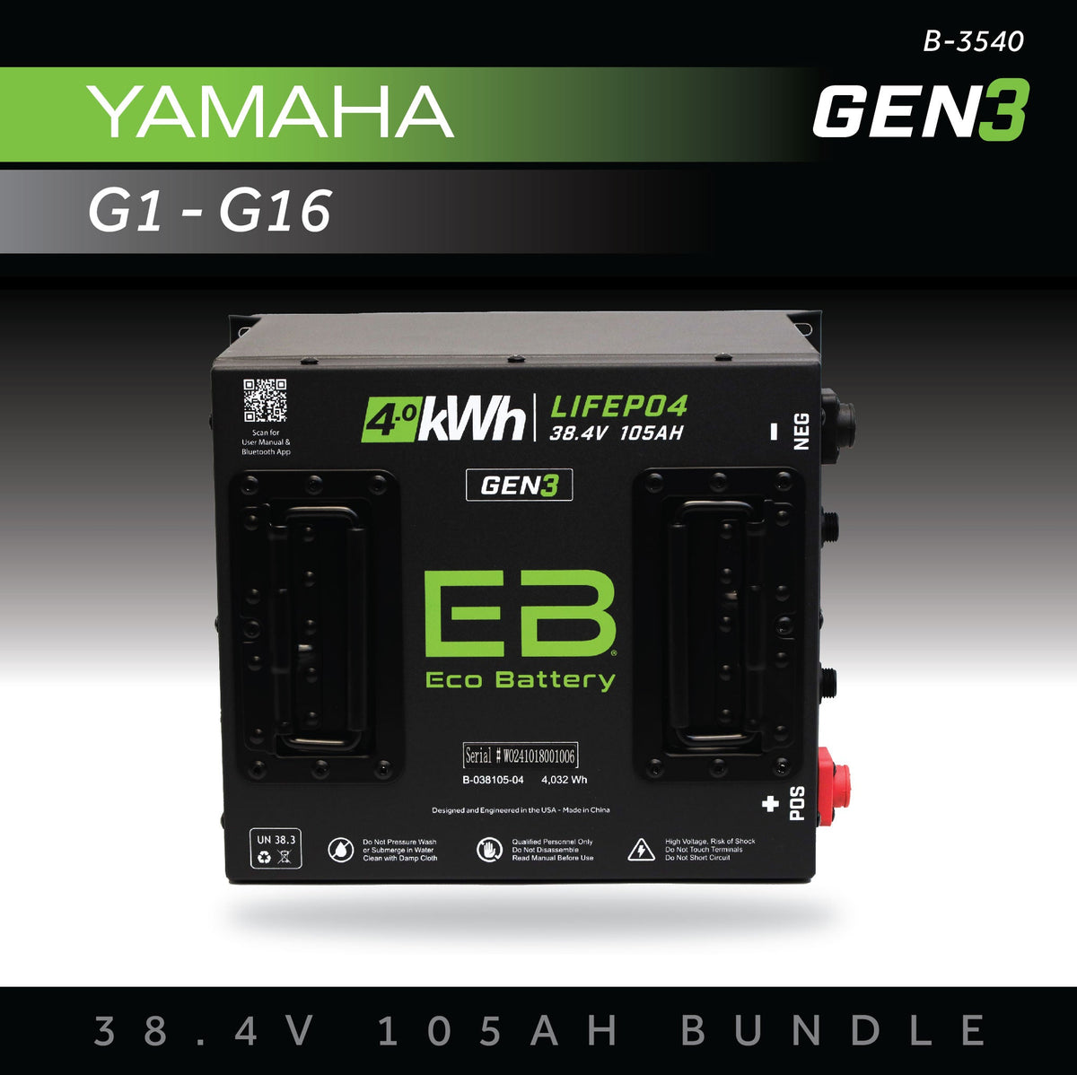 Eco Battery 38V 105AH Battery Bundle / Yamaha G1-G16