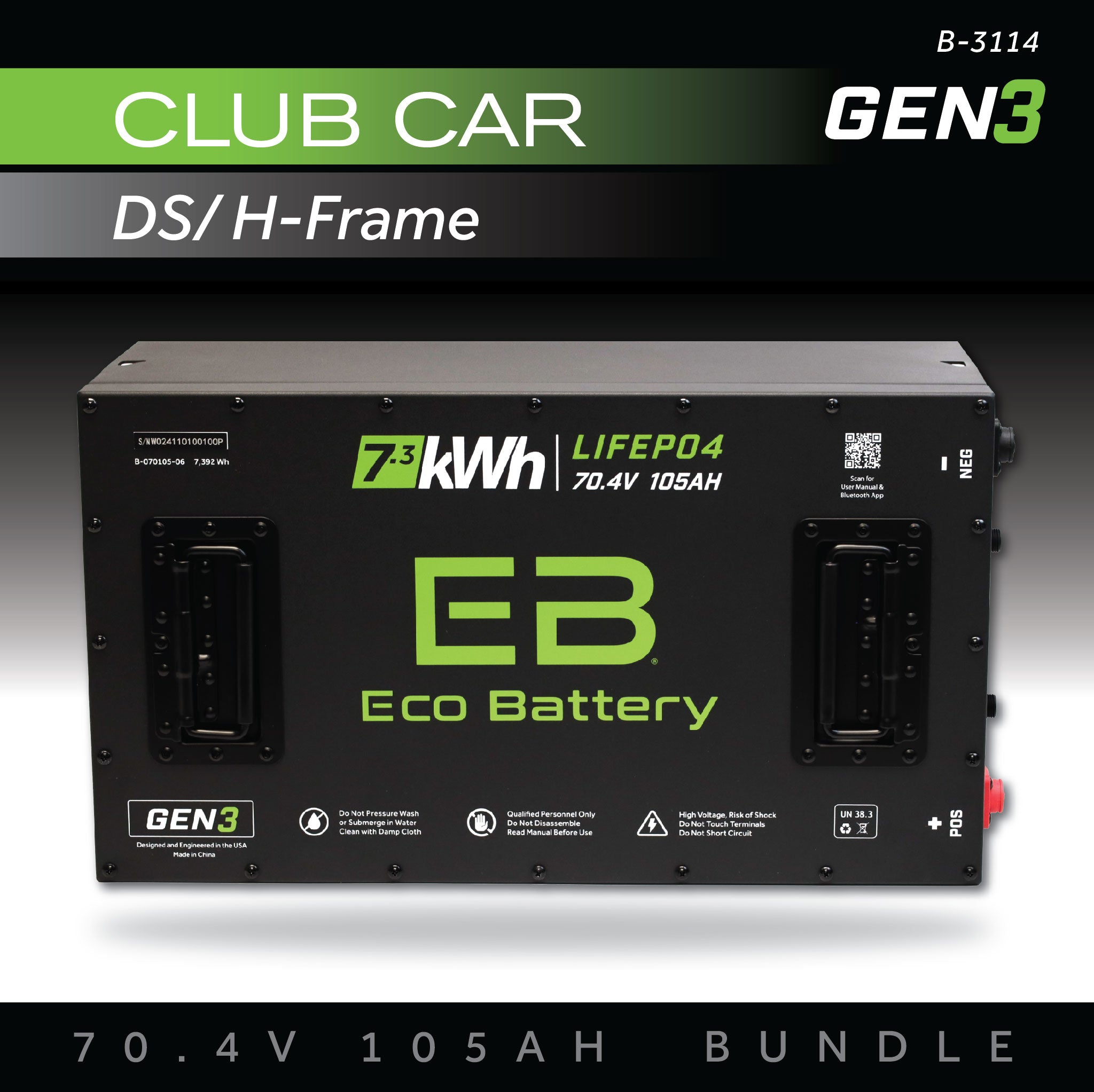 Eco Battery 70V 105AH Battery Bundle / Club Car DS / H-Frame