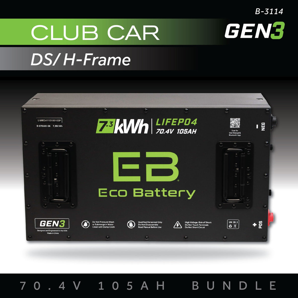 Eco Battery 70V 105AH Battery Bundle / Club Car DS / H-Frame