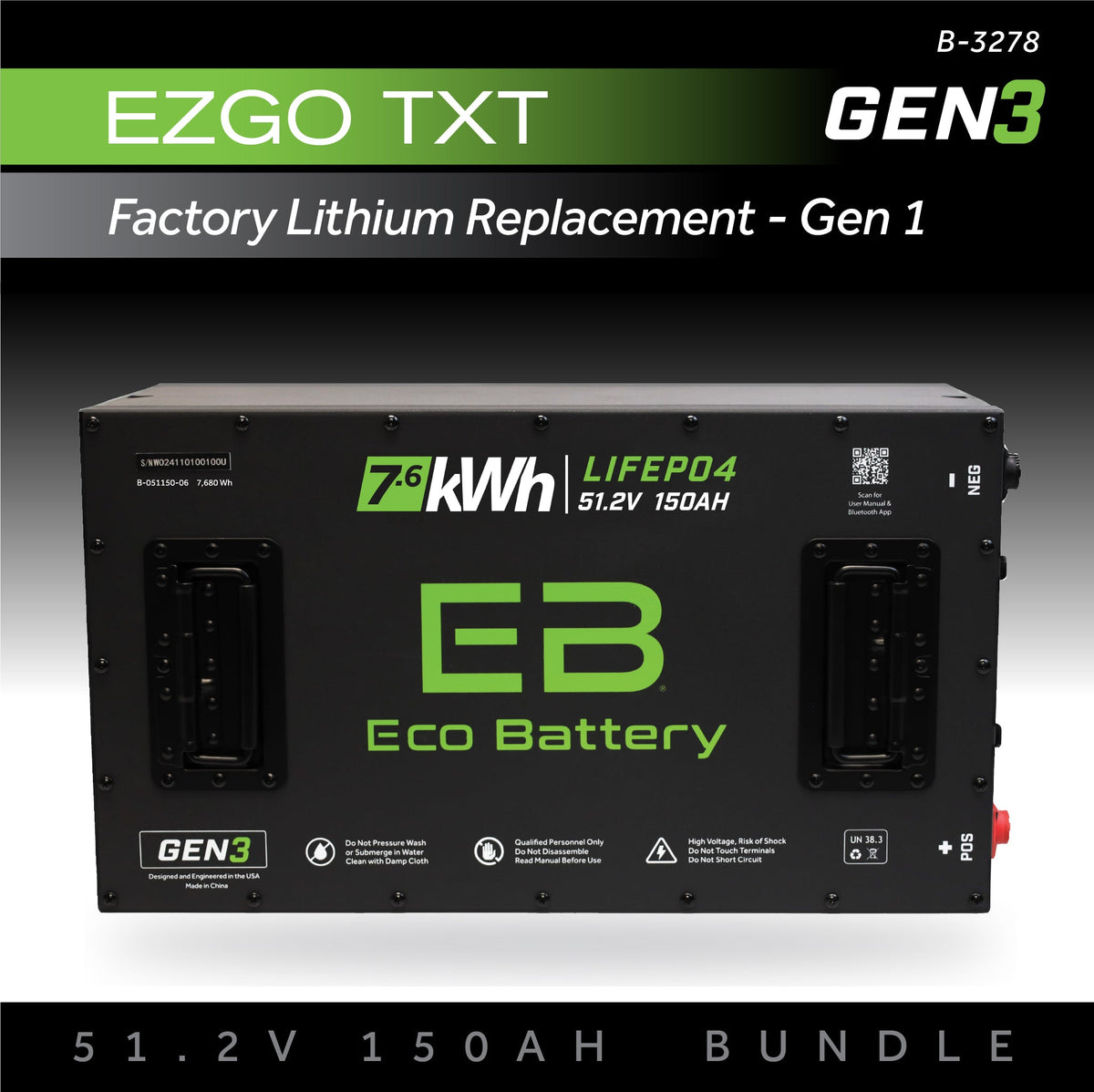 Eco Battery 51V 150AH Battery Bundle / EZGO TXT Samsung Gen1