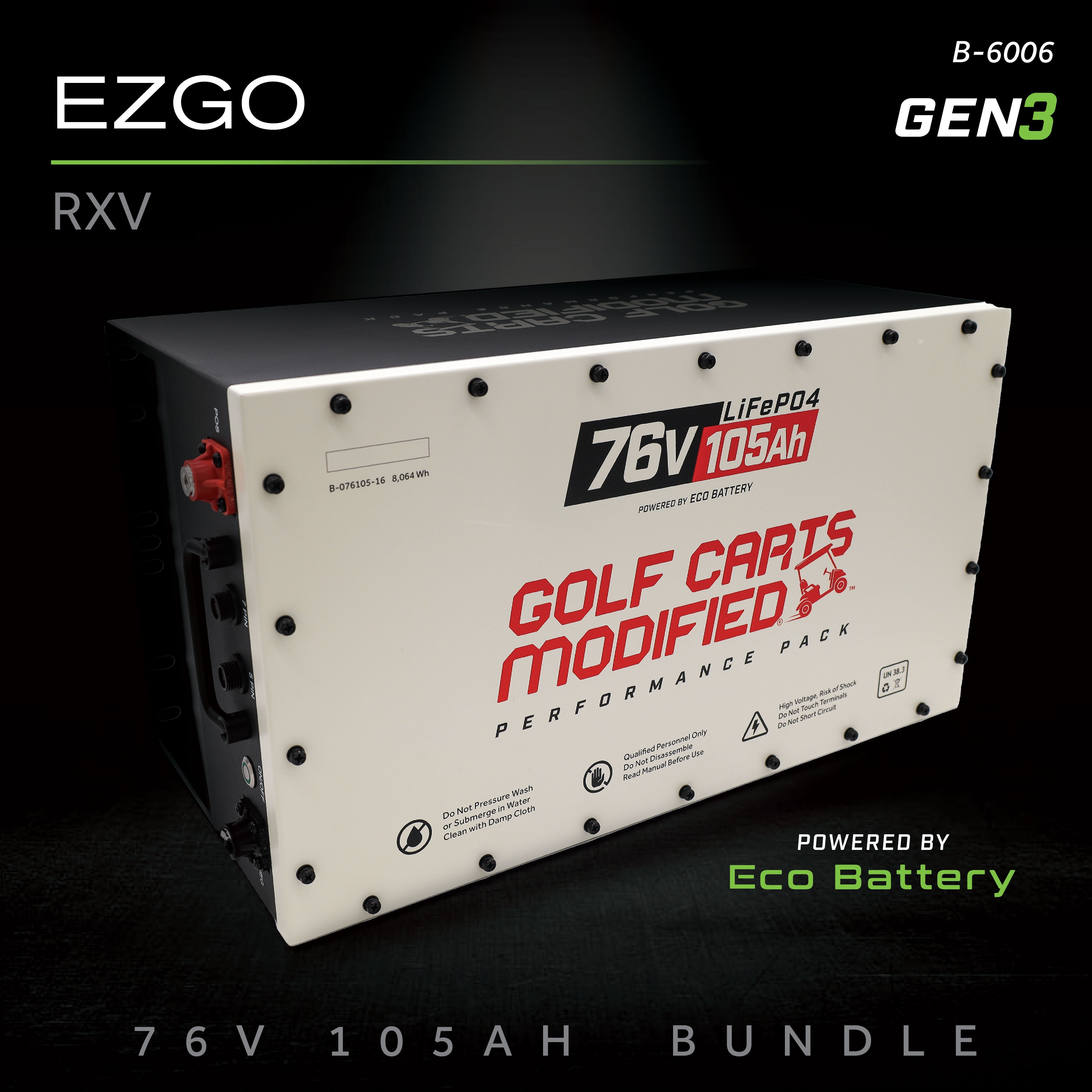 76V 105AH Battery Bundle / EZGO RXV