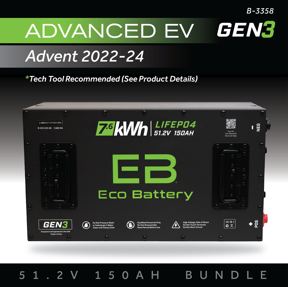 Eco Battery 51V 150AH Battery Bundle / Advanced EV Advent / 2022-24